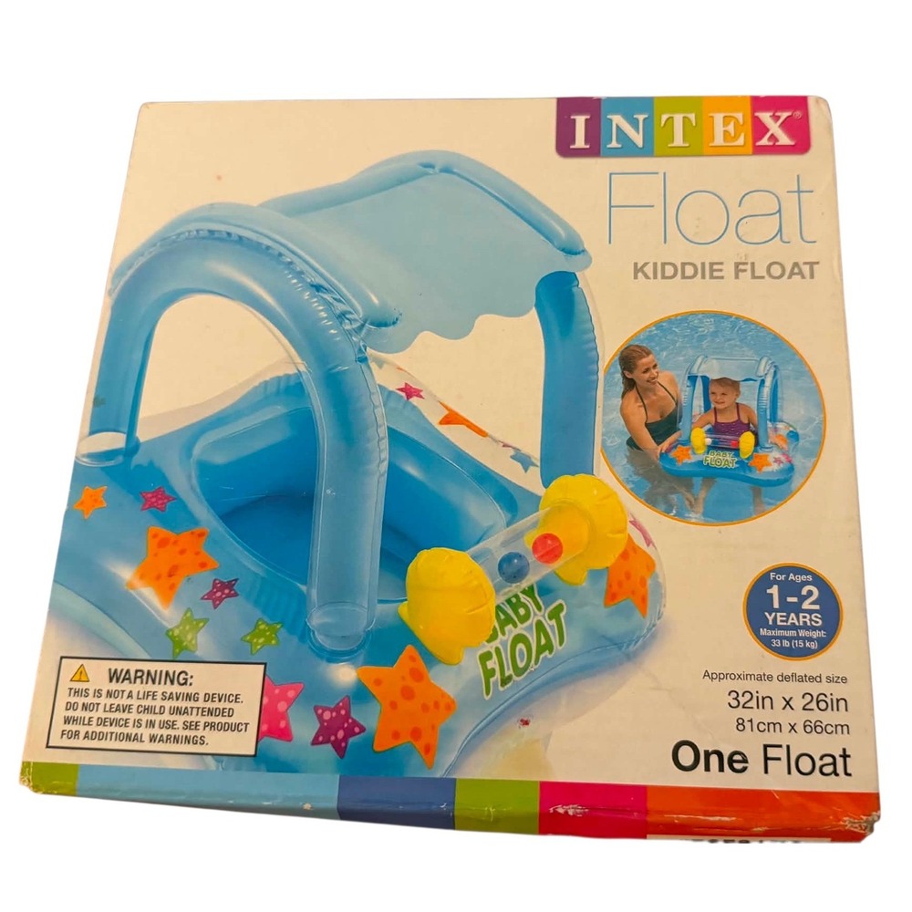 Intex Kiddie Float Baby Pool Inflatable Sunshade Starfish Blue 1-2 Years 56581EP
